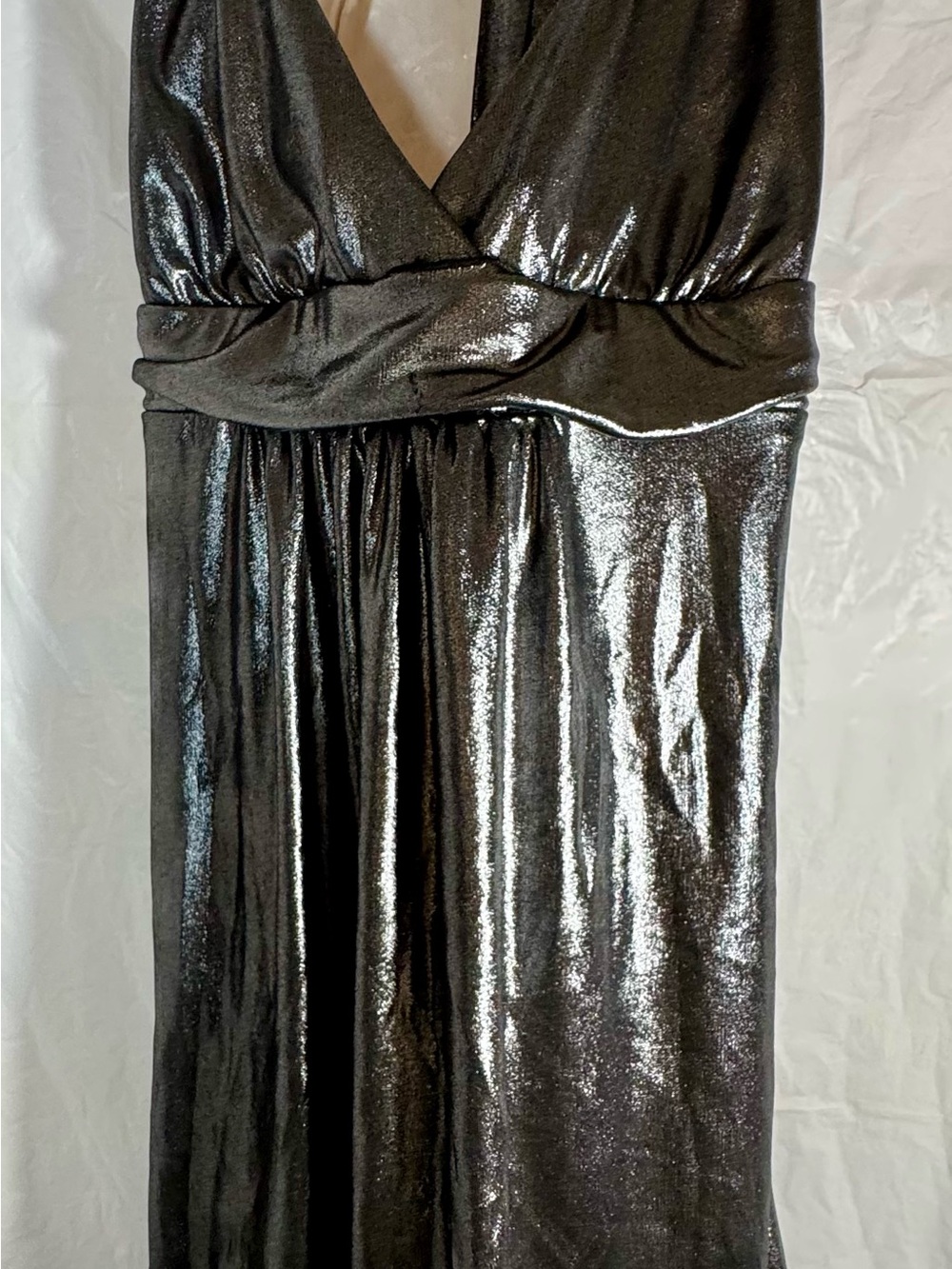 Trixxi Shimmery Black Metallic Strapless Mini Dress
